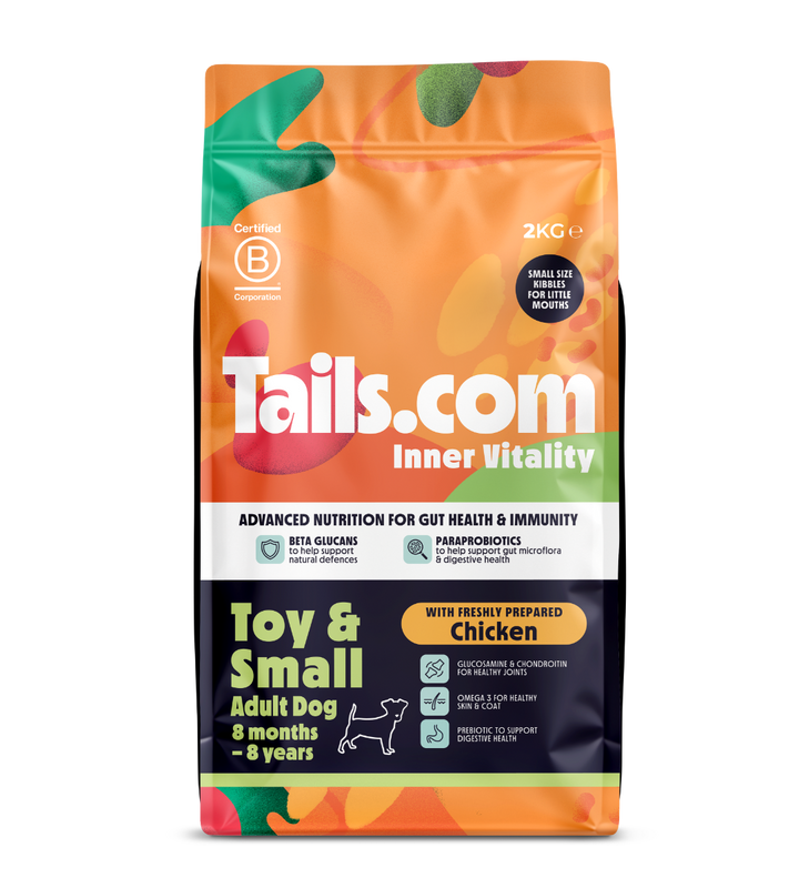 Tails Inner Vitality Toy &amp; Small Adult Chicken Dry Dog Food 2kg