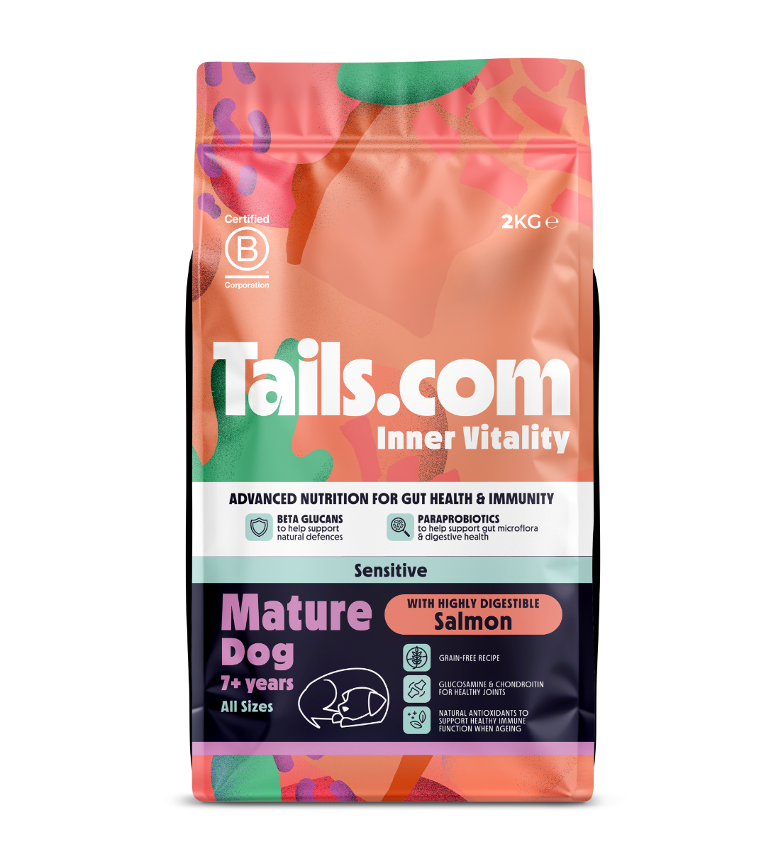 Tails Inner Vitality Sensitive Mature Salmon Dry Dog Food 2kg