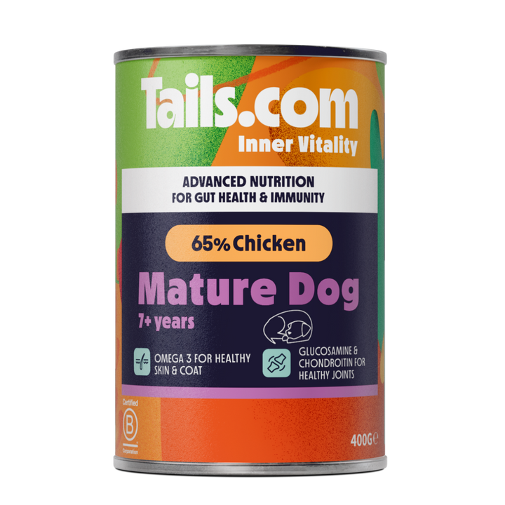 Tails Inner Vitality Dog Mature Chicken Can 400g