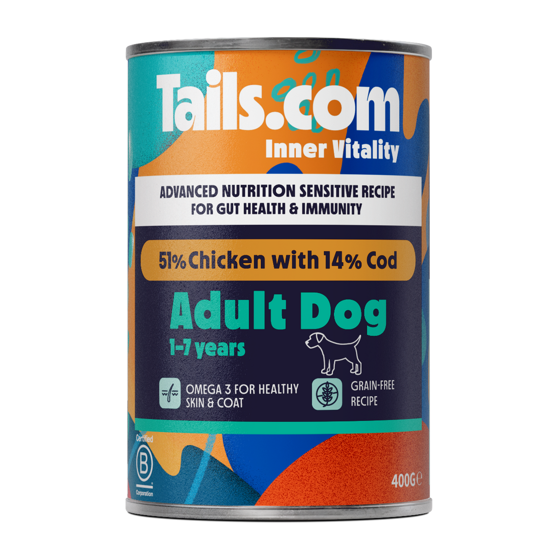 Tails Inner Vitality Dog Sensitive Adult Chicken & Cod Can 400g