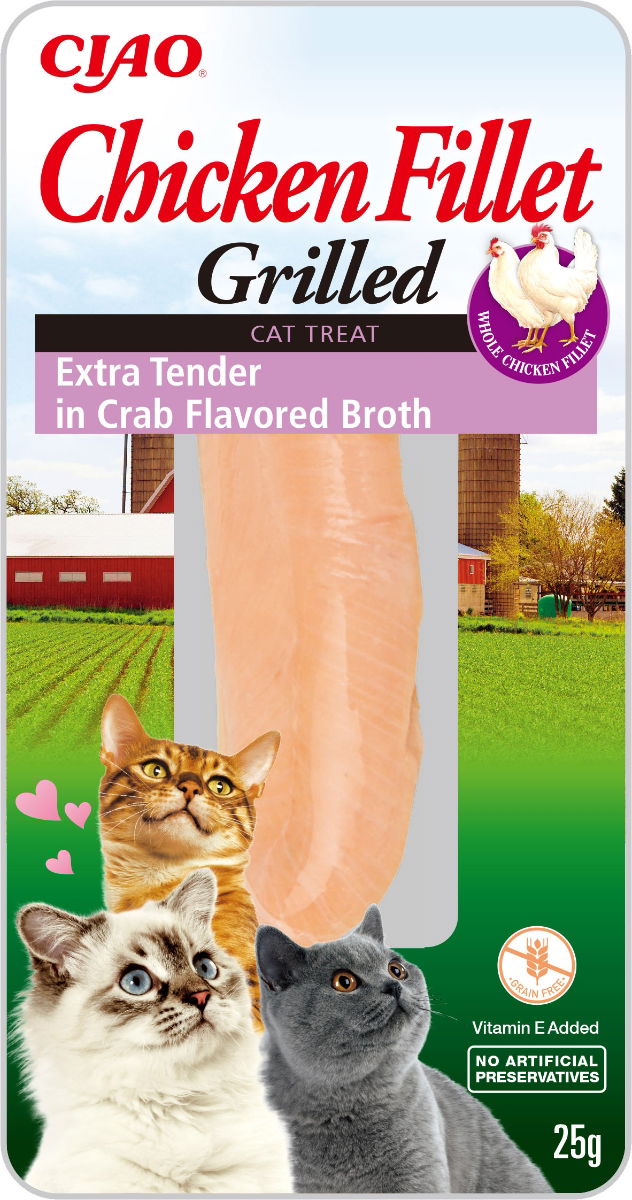 Churu Grilled Chicken Extra Tender in Crab Flavoured Broth Cat Treat 25g
