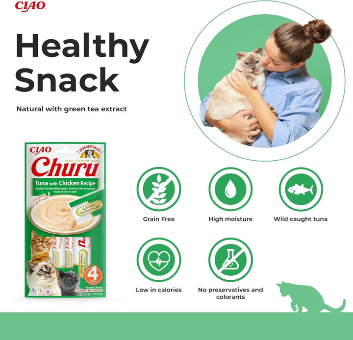 Churu Tuna with Chicken Recipe Cat Treats 4x14g