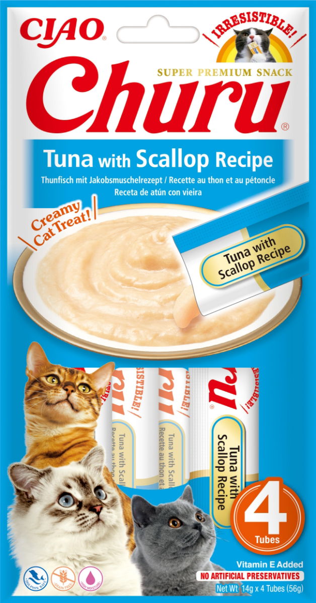Churu Tuna with Scallop Recipe Cat Treats 4x14g