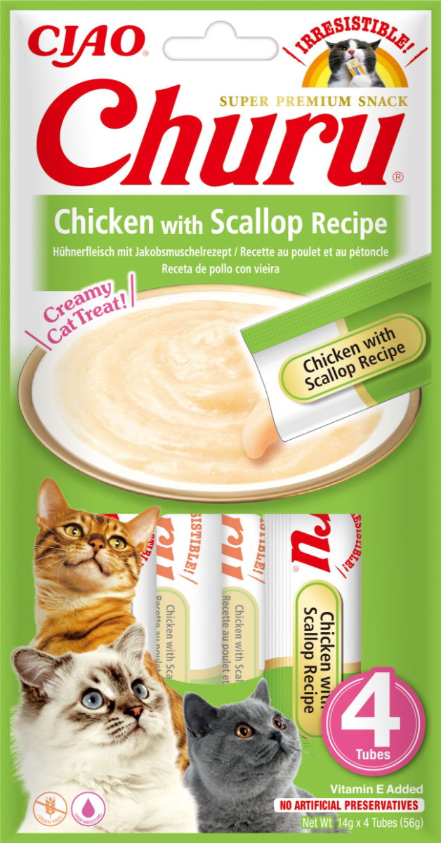 Churu Chicken with Scallop Recipe Cat Treats 4x14g