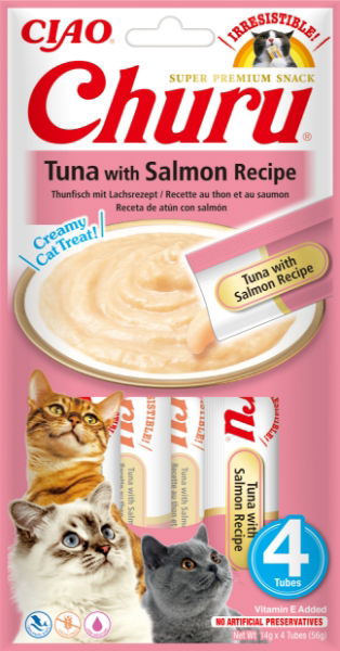 Churu Tuna with Salmon Recipe Cat Treats 4x14g