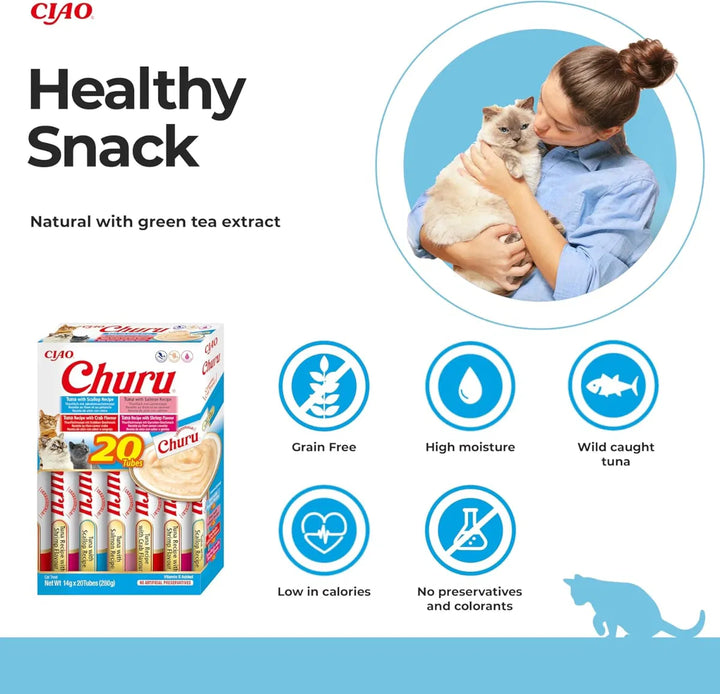 Churu Box Tuna Seafood Variety Cat Treats 20x14g