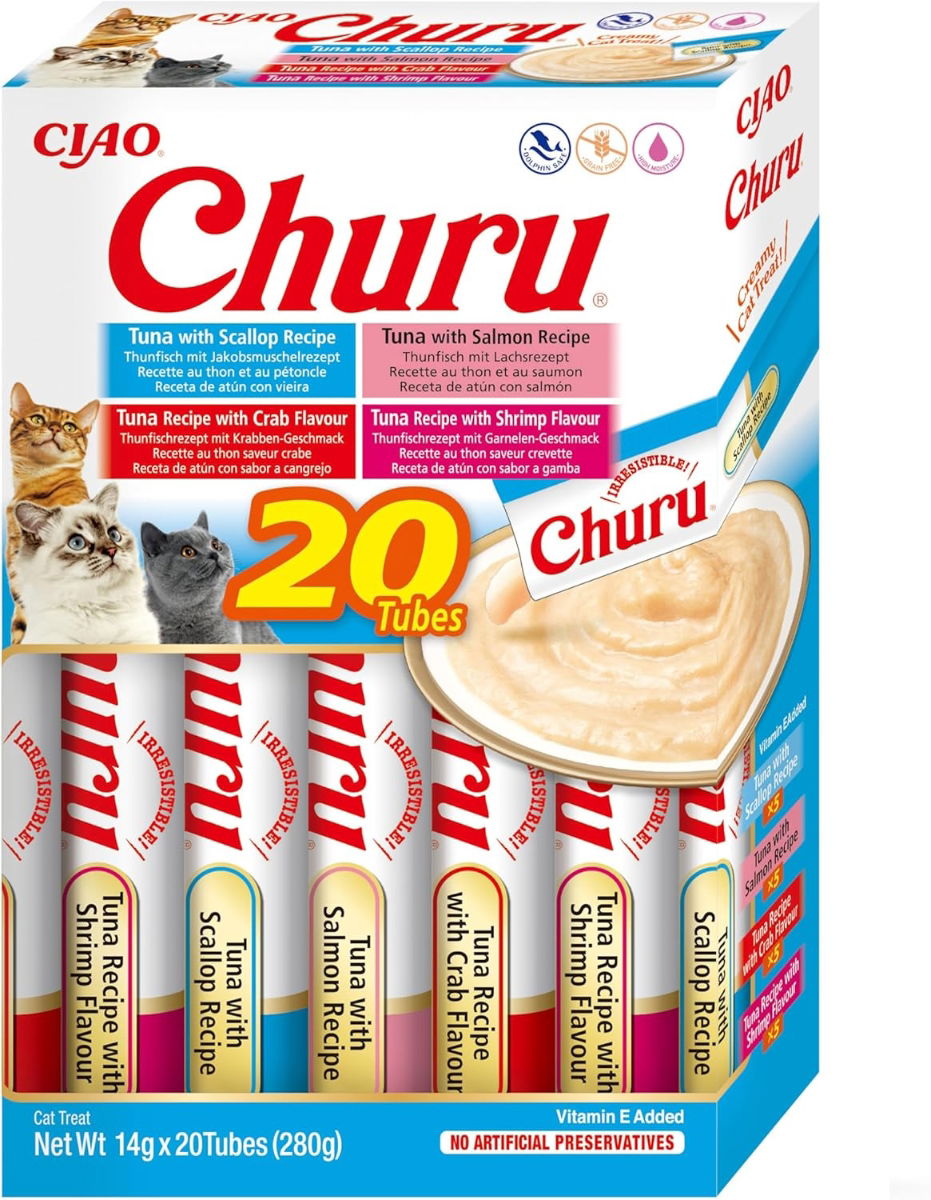 Churu Box Tuna Seafood Variety Cat Treats 20x14g