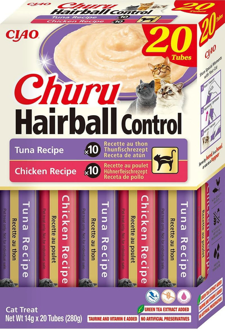 Churu Hairball Hairball Variety Tuna and Chicken Cat Treat 20x14g
