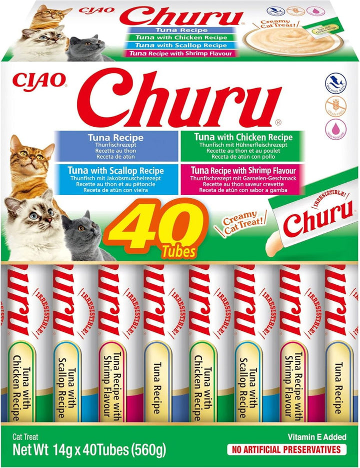 Churu Box Tuna Seafood Variety Cat Treats 40x14g