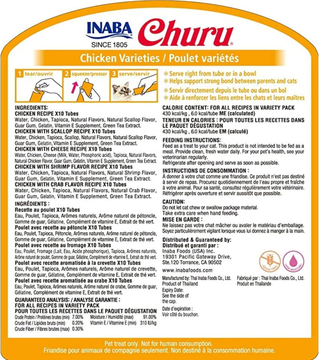 Churu Chicken Varieties Cat Treats 50x14g Tub