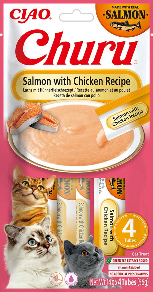 Churu Salmon Churu Salmon with Chicken Recipe Cat Treats 4x14g
