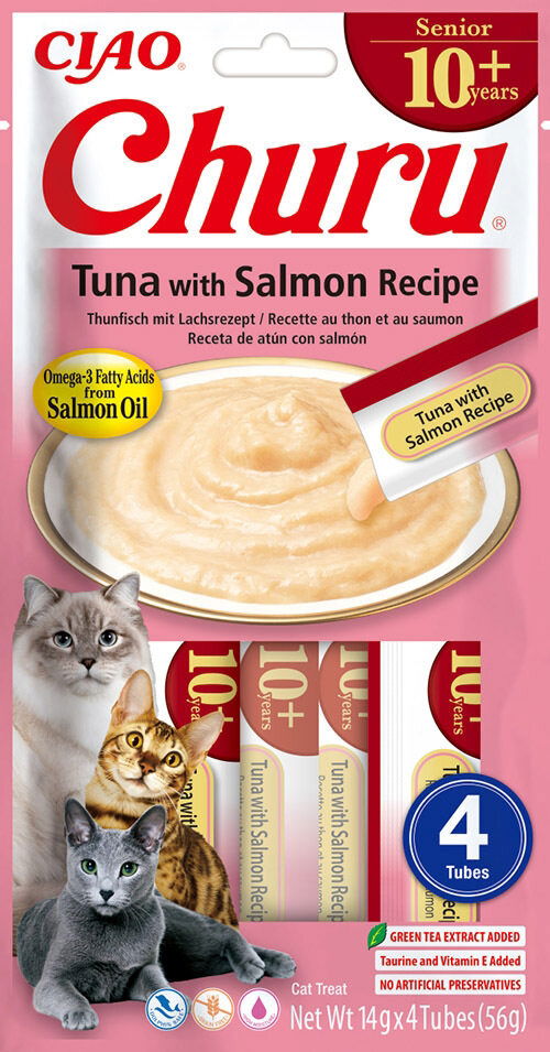 Churu Senior Tuna with Salmon Recipe Cat Treats 4x14g