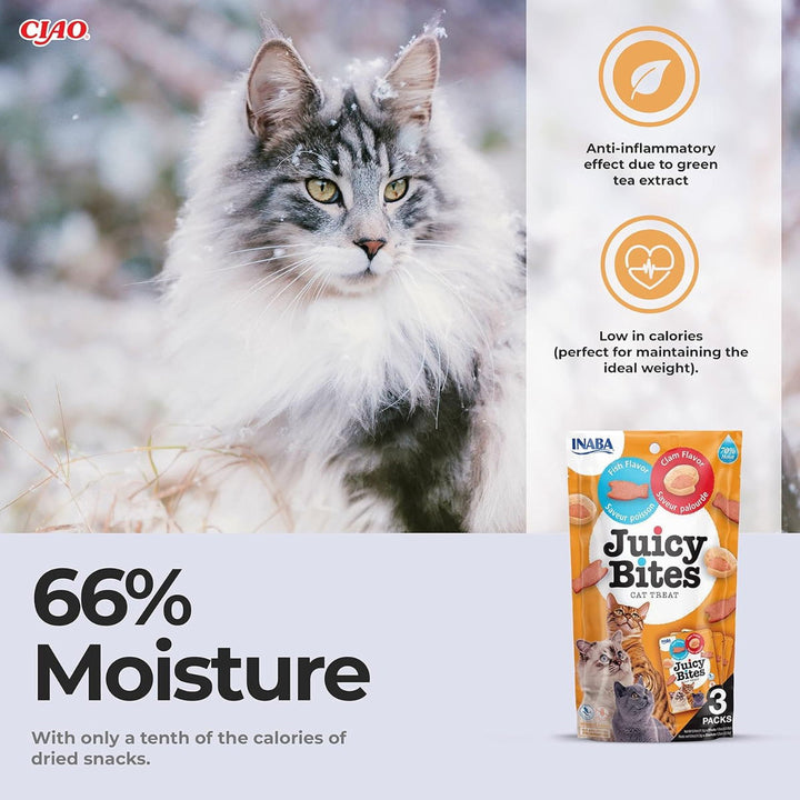 Churu Juicy Bites Fish & Clam Flavour Cat Treats 3 Pack