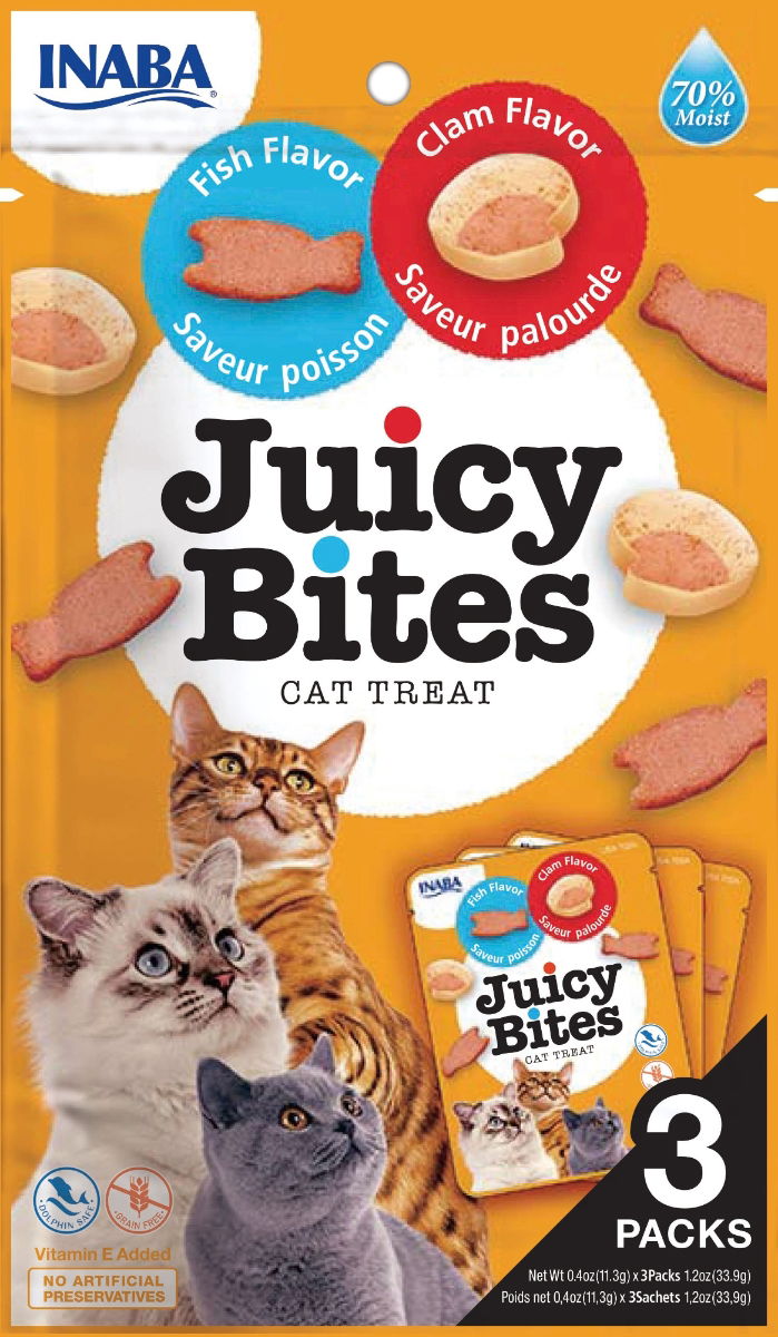 Churu Juicy Bites Fish & Clam Flavour Cat Treats 3 Pack