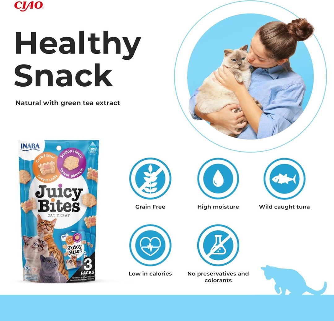Churu Juicy Bites Scallop & Crab Flavour Cat Treats 3 Pack