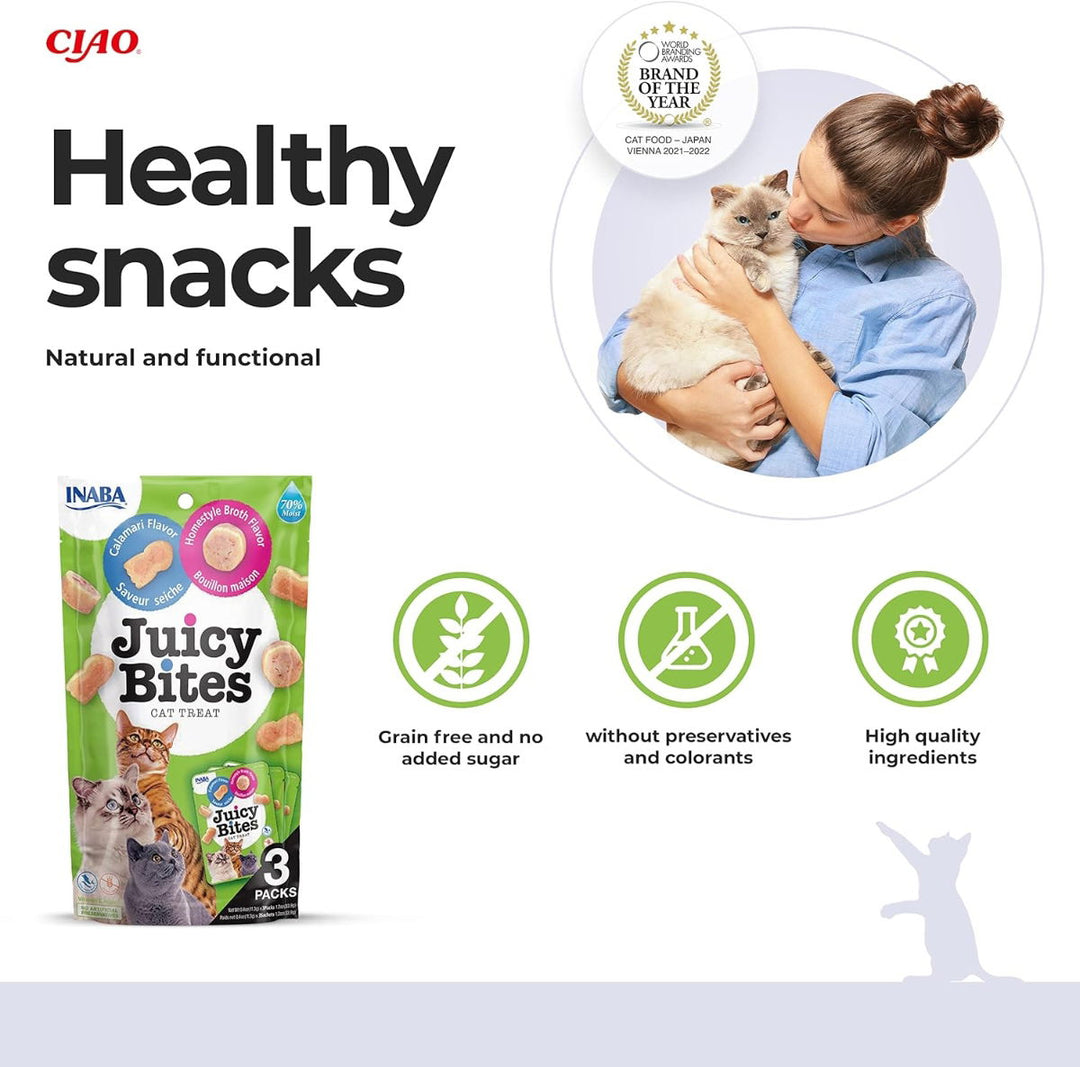 Churu Juicy Bites Homestyle Broth & Calamari Flavour Cat Treats 3 Pack