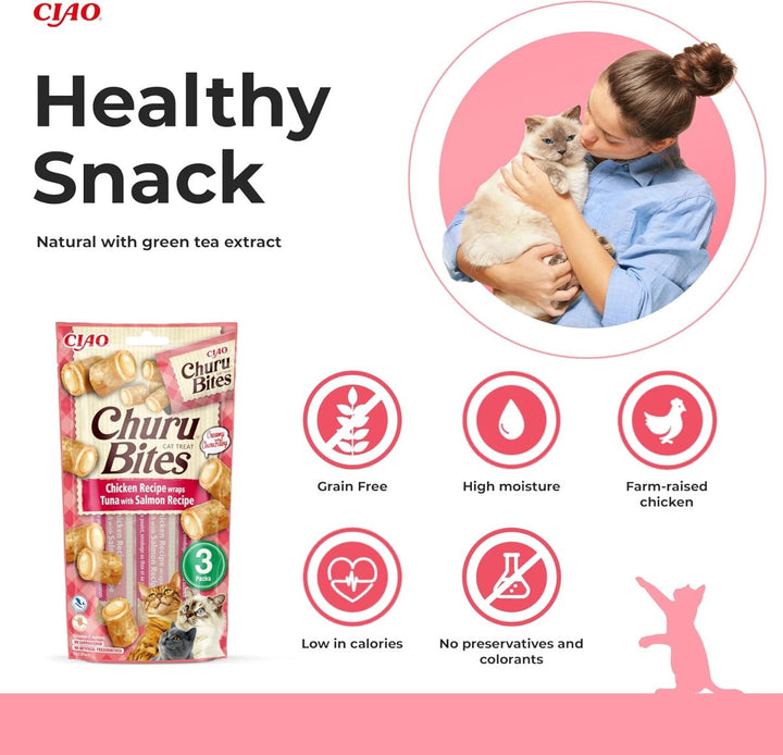 Churu Bites Wraps Tuna with Salmon Recipe Cat Treats 3x10g