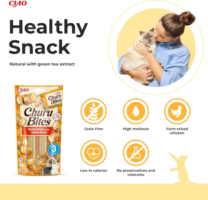 Churu Bites Wraps Chicken Recipe Cat Treats 3x10g