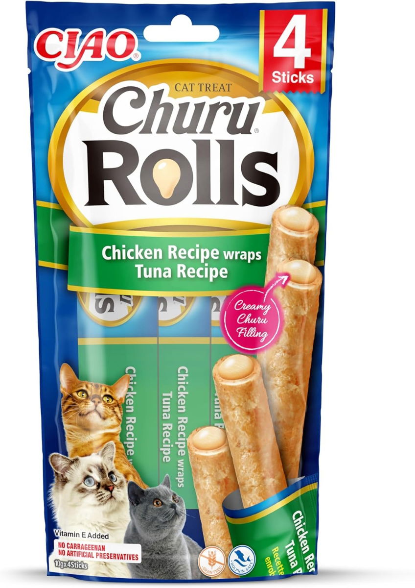 Churu Rolls Wraps Tuna Recipe Cat Treats 4x10g