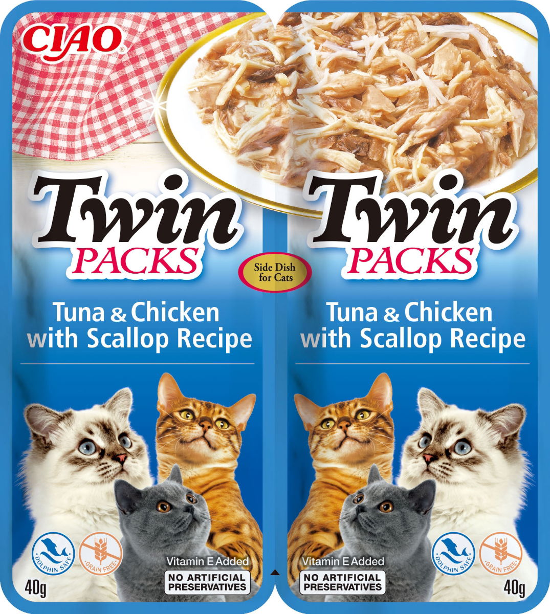 Ciao Twin Packs Tuna & Chicken with Scallop Recipe in Scallop Broth Cat Wet Pouches 2x40g