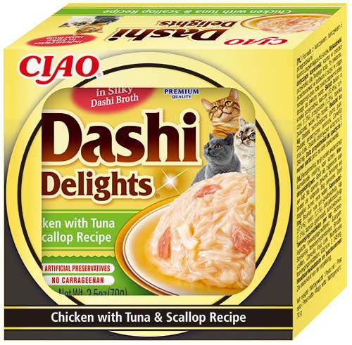 Dashi Delights Chicken with Tuna & Scallop Recipe Cat Treat 70g x12