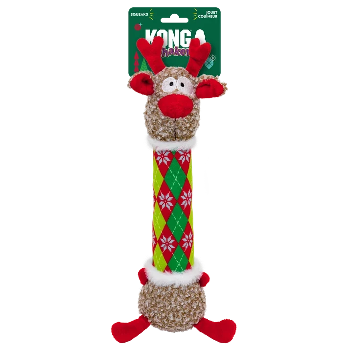 KONG Holiday 2026 Shakers Luvs Argyle Reindeer Medium