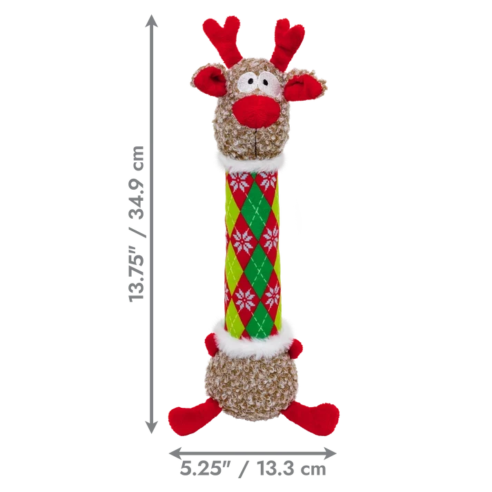 KONG Holiday 2026 Shakers Luvs Argyle Reindeer Medium