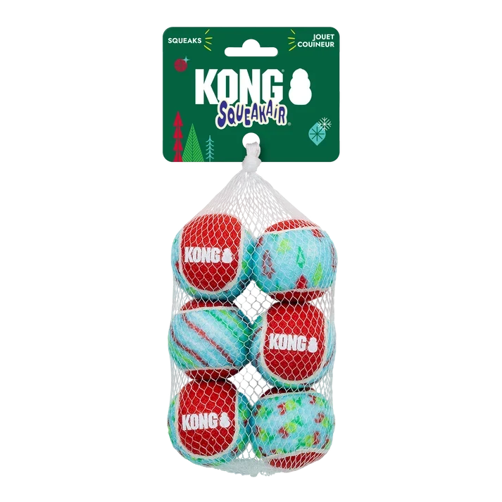 KONG Holiday 2026 SqueakAir Tennis Balls 6 Pack