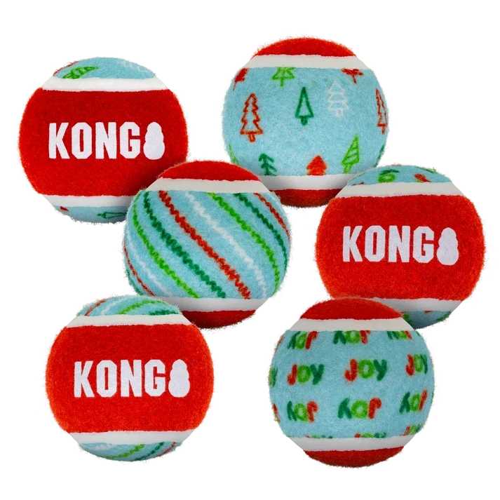 KONG Holiday 2026 SqueakAir Tennis Balls 6 Pack