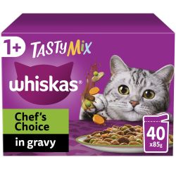 Whiskas 1+ Chef's Choice Mix Adult Wet Cat Food Pouches in Gravy 40x85g