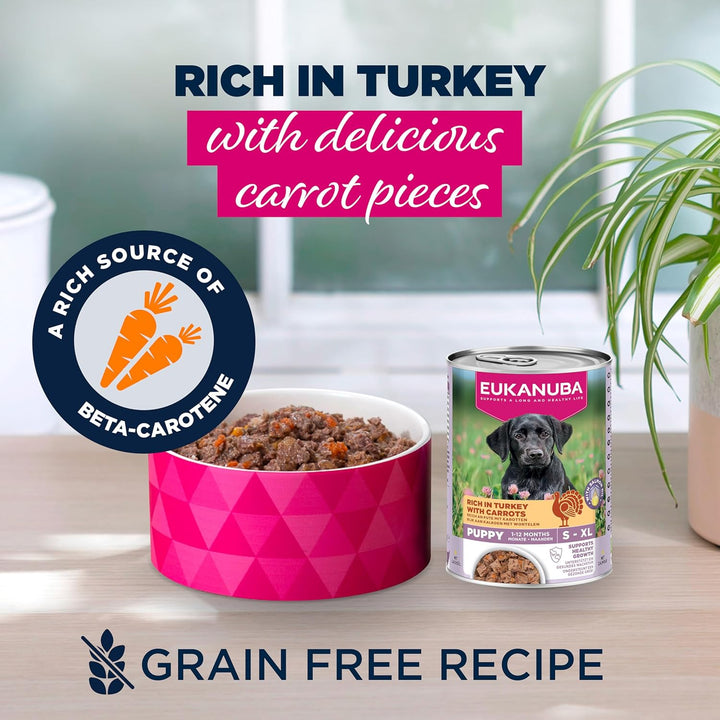 Eukanuba Cans 1-12 Months Puppy Turkey &amp; Carrots 6 X 400G
