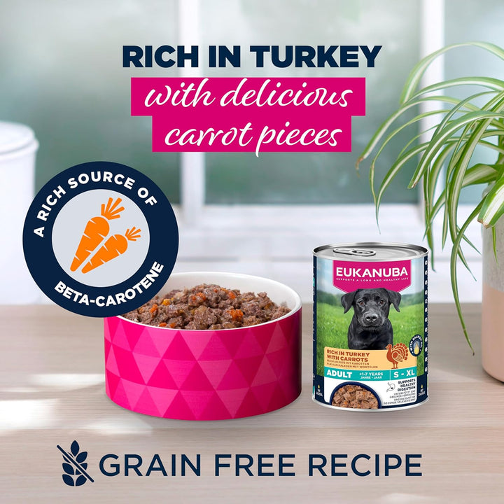 Eukanuba Cans 1-7 Years Adult Dog Turkey & Carrots 6 X 400G