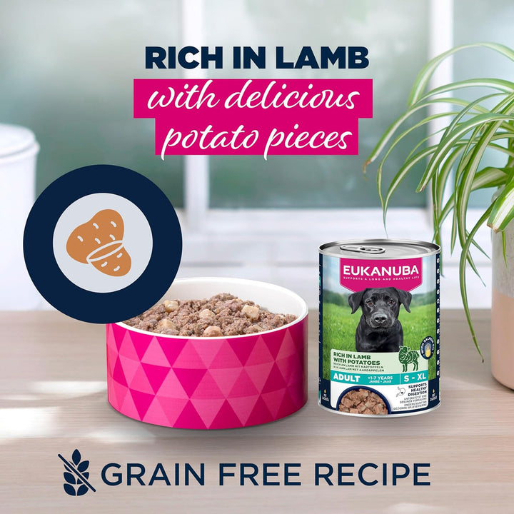 Eukanuba Cans 1-7 Years Adult Dog Lamb & Potato 6 X 400G