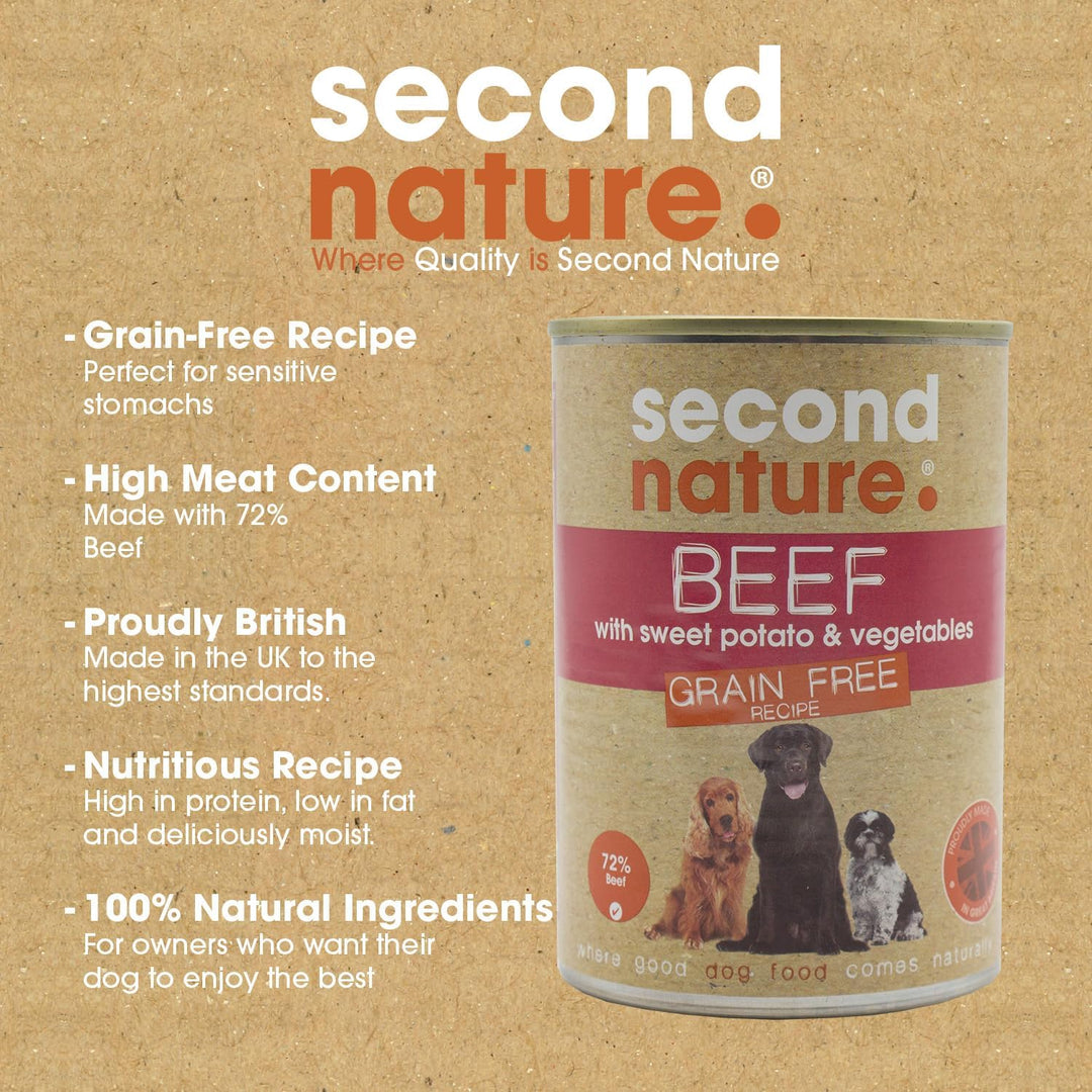Second Nature Grain Free Tin Beef & Sweet Potato 12x395g