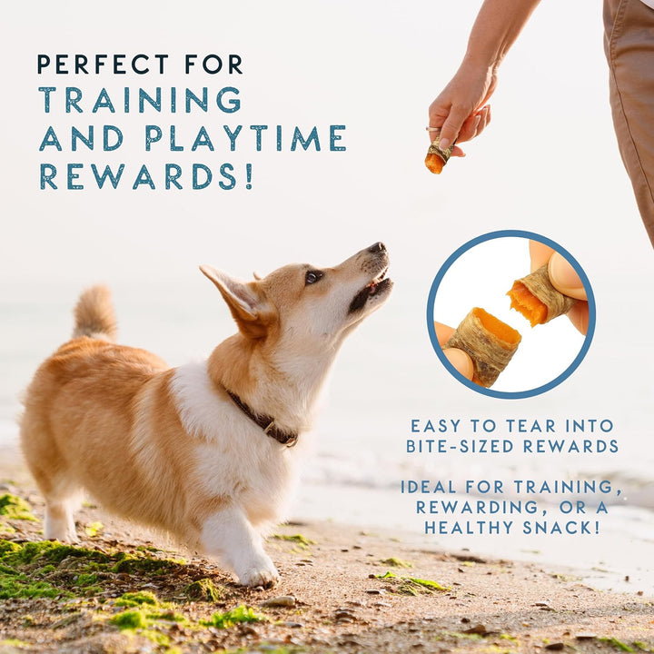 Elkwood 100% Natural Ocean Dog Treats Sweet Potato Strips Wrapped With Fish Skin 100g