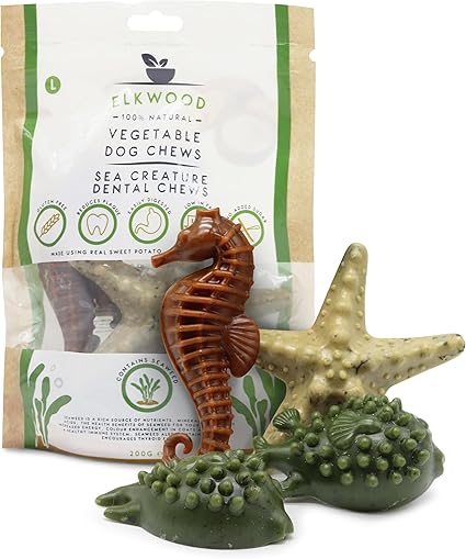 Elkwood 100% Natural Vegetable Sea Creatures + Seaweed Large 4PK 200g