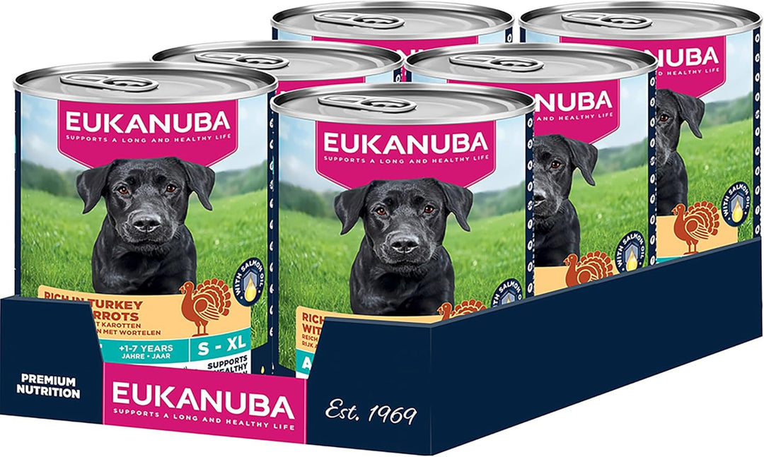 Eukanuba Cans 1-7 Years Adult Dog Turkey & Carrots 6 X 400G