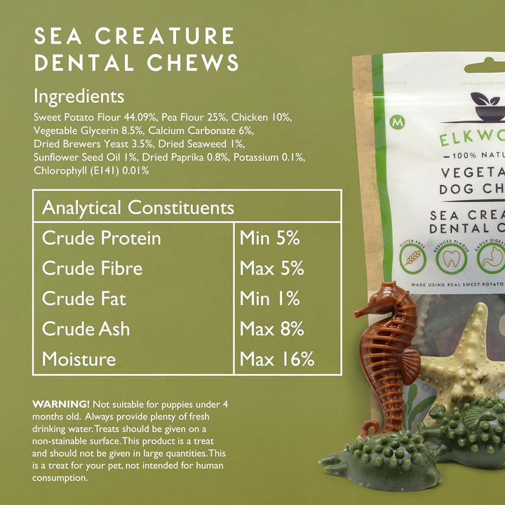Elkwood 100% Natural Vegetable Sea Creatures + Seaweed Large 4PK 200g