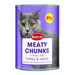 Best-In Cat Meaty Chunks Turkey & Lamb In Gravy 12x400g
