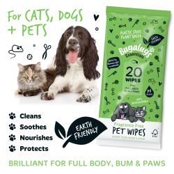 Bugalugs Essentials Bio-degradable Fragrance Free Pet Wipes 20'S