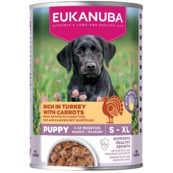 Eukanuba Cans 1-12 Months Puppy Turkey &amp; Carrots 6 X 400G