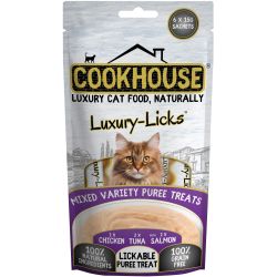 Cookhouse Cat Luxury Licks Mixed Puree (6x15g) 8 Pack