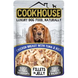 Cookhouse Dog Chicken Breast with Tuna & Rice Fillets in Jelly 15 x 100g