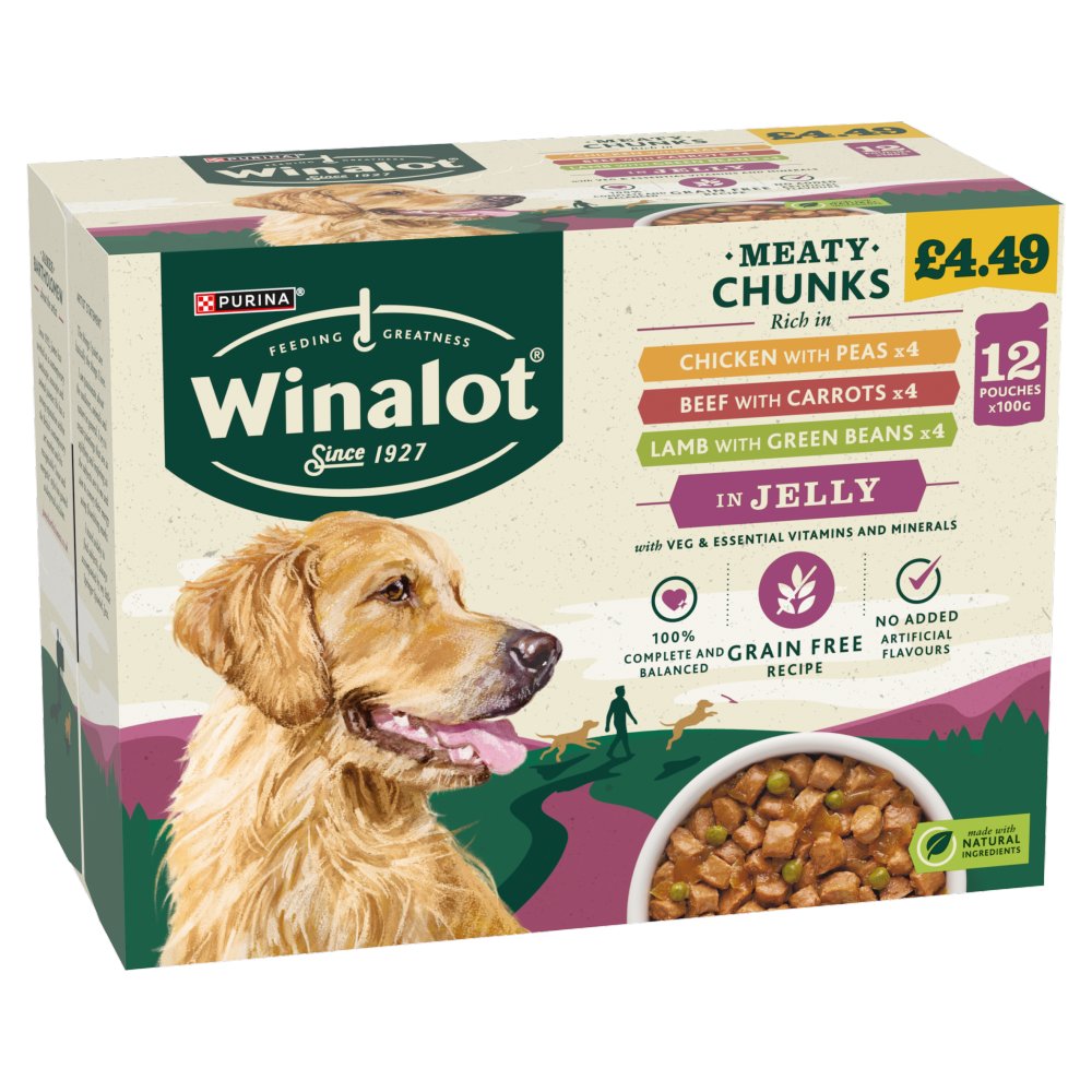 Winalot Pouches Meaty Chunks In Jelly 12x100g