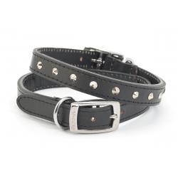 Ancol Leather Collar Studded Black 28-36cm size 3