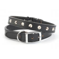 Ancol Leather Collar Studded Black 45-54cm size 6