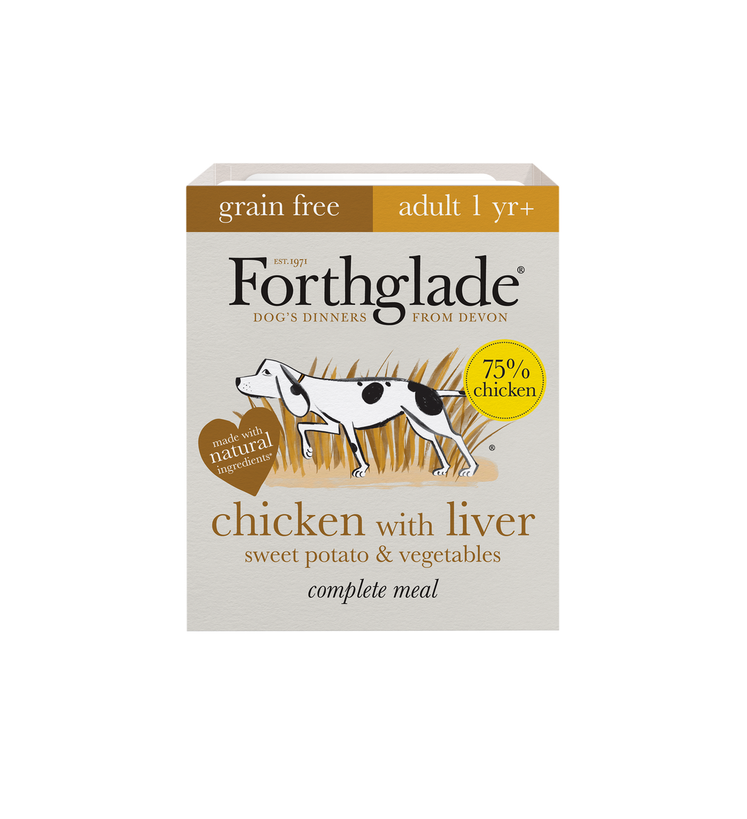 Forthglade Complete Grain Free Adult Chicken, Liver, Sweet Potatoes & Vegetables 395g x 18