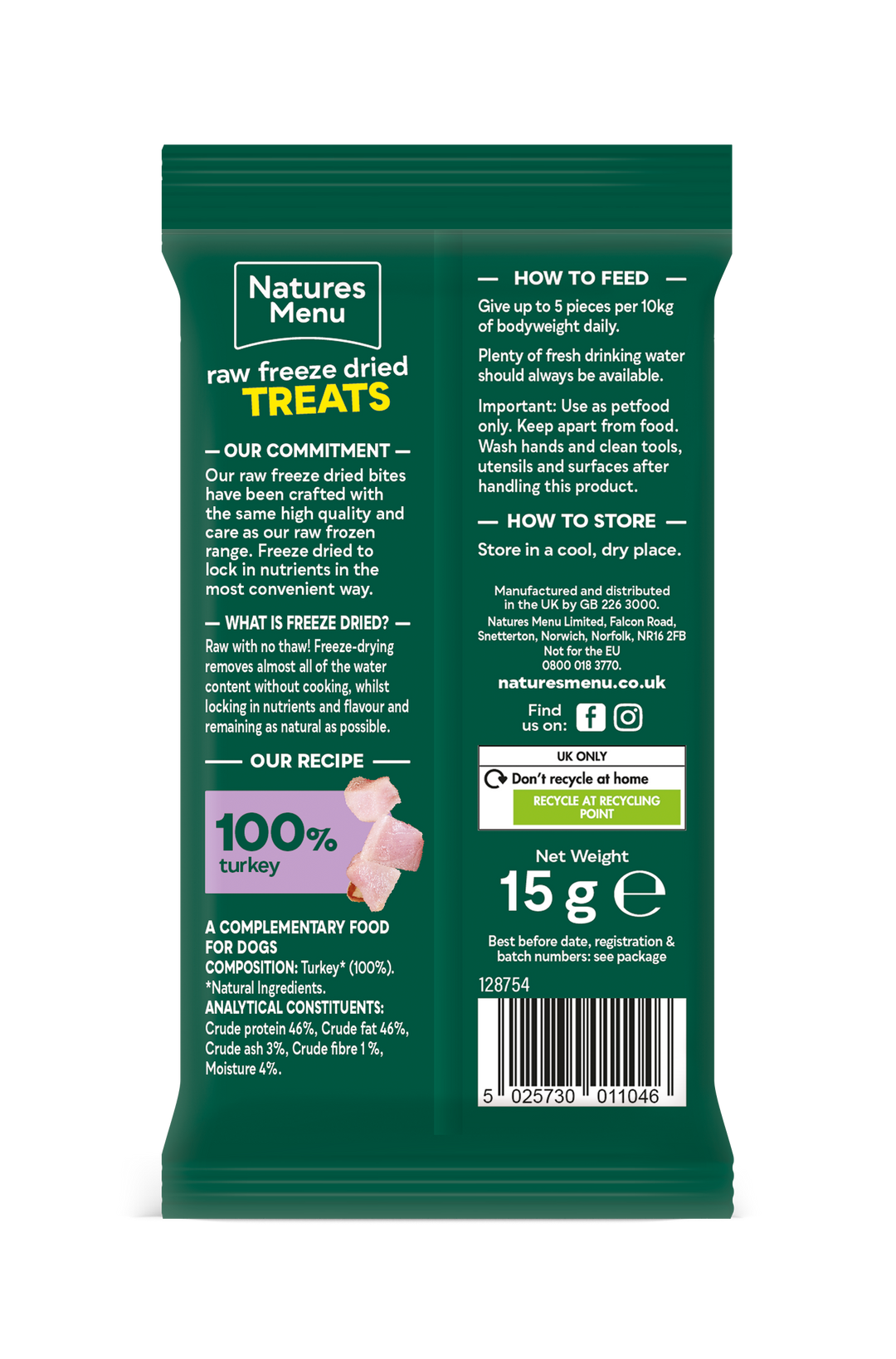 Natures Menu Freeze Dried Turkey Meat Bites 15g