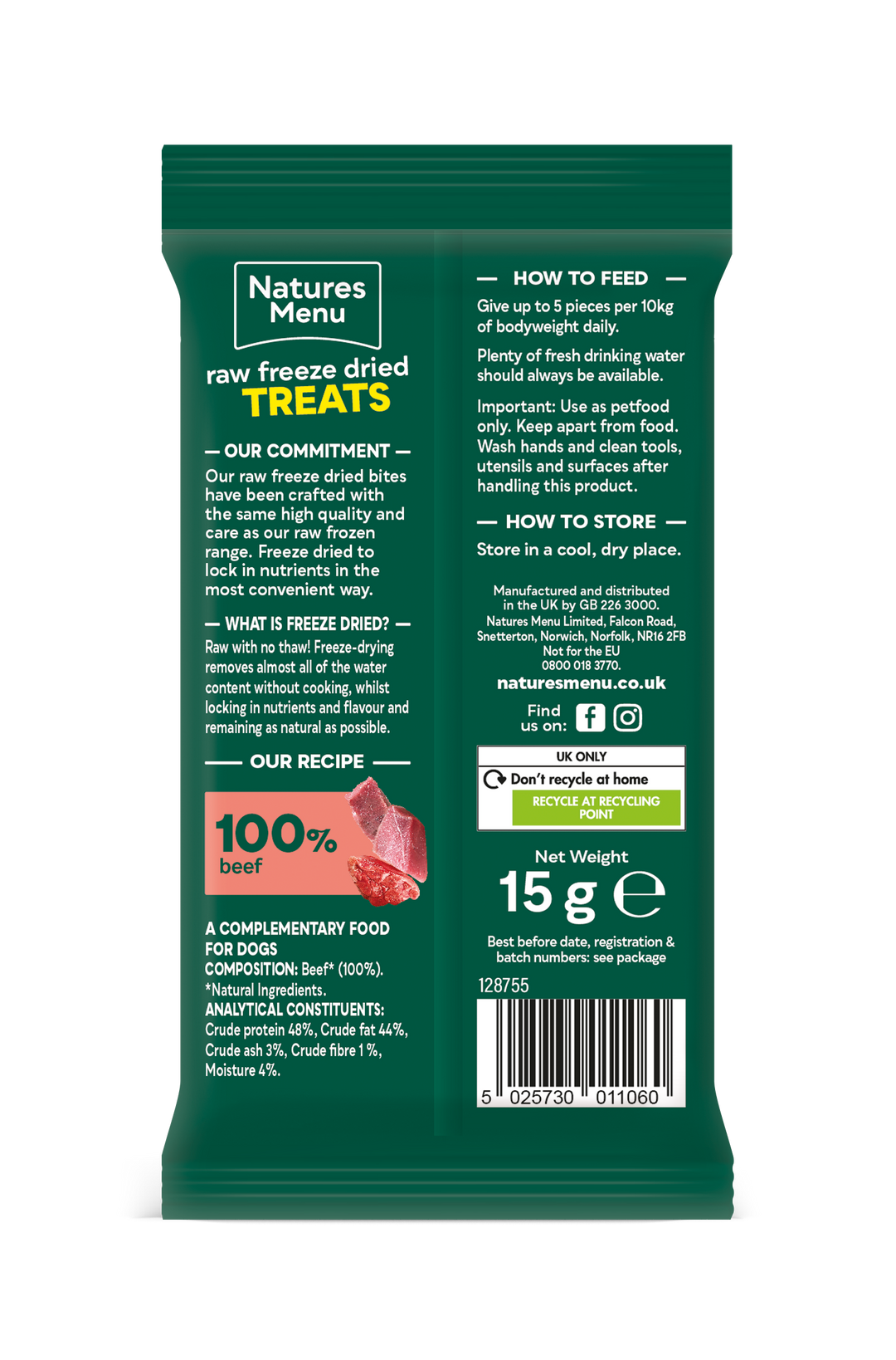 Natures Menu Freeze Dried Beef Meat Bites 15g