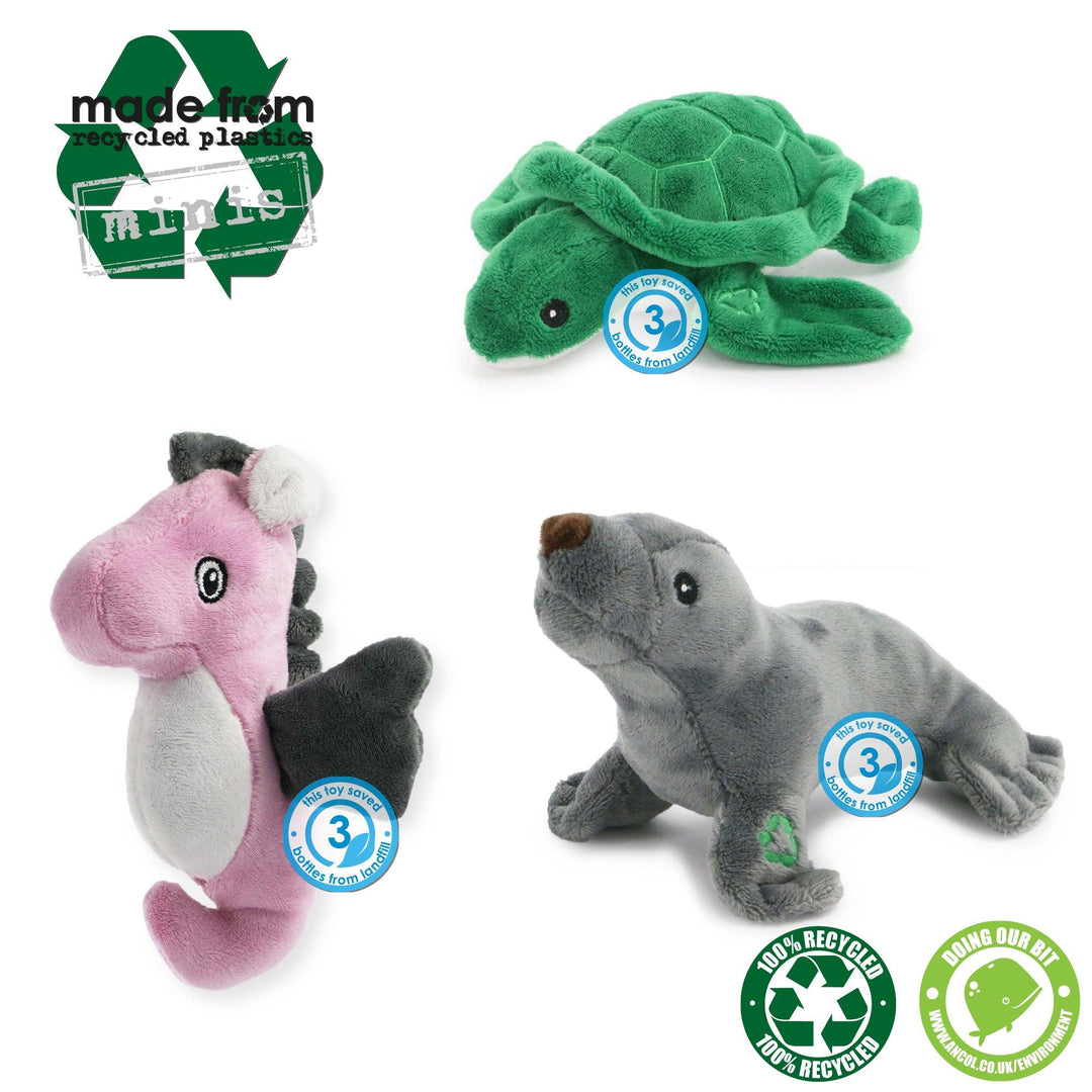 Ancol Made From Mini Turtle Seal or Seahorse - Single Toy